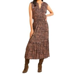 NWT! Everlane Roan + Ryan (XS) Emberly Animal Print Flutter Sleeve Maxi Dress
